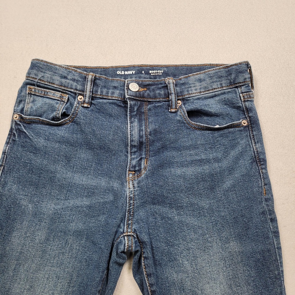 Old Navy Kids Boot Cut Built In Flex Blue Jeans 14 Plus Medium Wash Denim - Picture 2 of 12